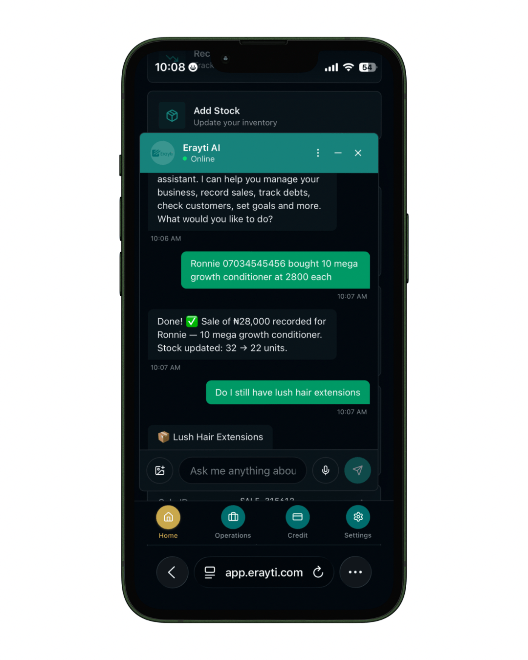 Erayti updates your records automatically.